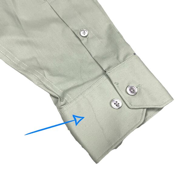 Kenneth Cole Button Front Shirt Non-Iron Regular Fit Green Long Sleeve Men's XL - Picture 7 of 8